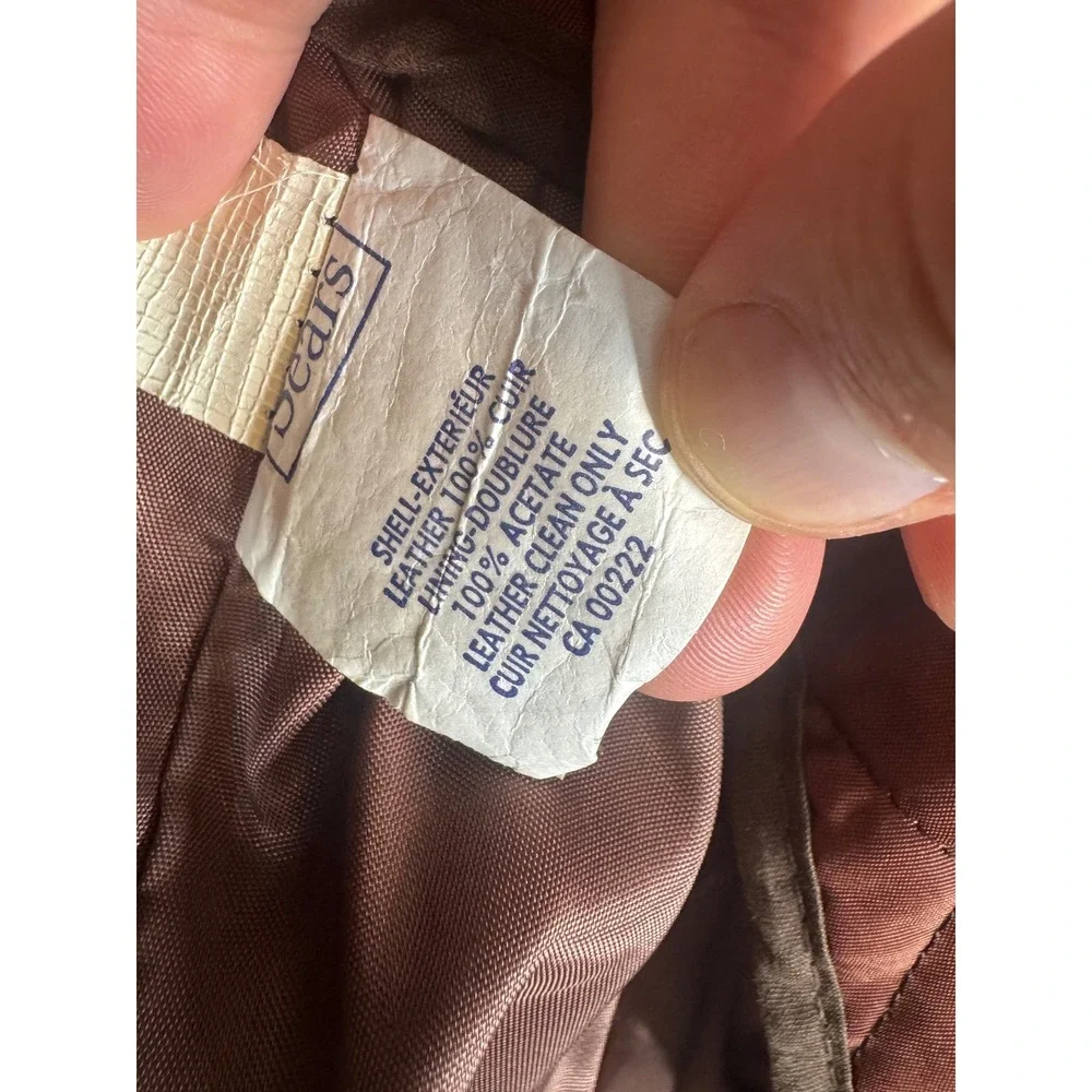 Vintage Sears Men 42 70s Brown Leather Bomber Jacket Quilted Lining CA00222